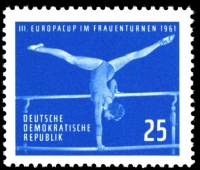 (1961-026) Марка Германия (ГДР) "Упражнения на брусьях"    Гимнастика III Θ