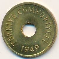 (1949) Монета Турция 1949 год 1 куруш   Латунь  UNC