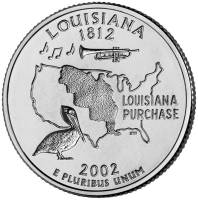 (018s) Монета США 2002 год 25 центов "Луизиана"  Медь-Никель  PROOF