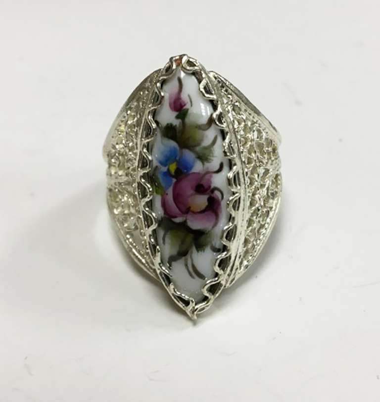 Перстень "Финифть", серебрение (сост. на фото)