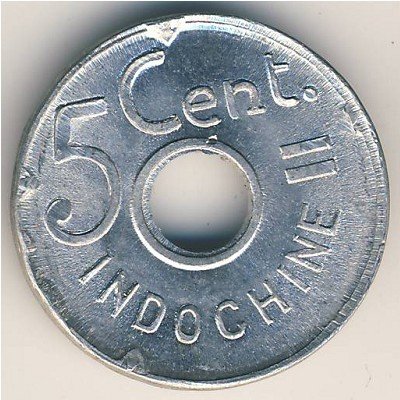 (№1943km27) Монета Французский Индокитай 1943 год 5 Cents