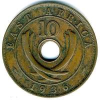 (№1936km24) Монета Восточная Африка 1936 год 10 Cents (нет, Н или кн)