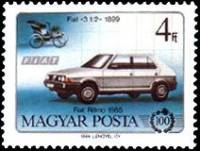 (1986-029) Марка Венгрия "Фиат 3½ и Фиат Ритмо"    100 лет Автомобилю III Θ