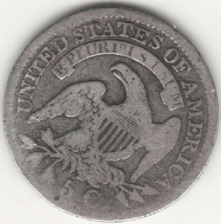 (1829) Монета США 1829 год 5 центов   Серебро Ag 892  VF
