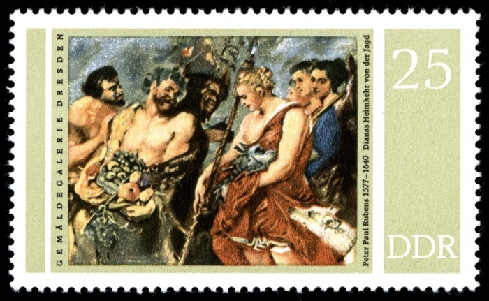 (1977-035) Марка Германия (ГДР) &quot;Диана и Пан&quot;    Питер Пауль Рубенс III Θ