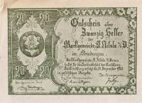 (№1920) Банкнота Австрия 1920 год "20 Heller"