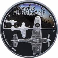 (2008) Монета Тувалу 2008 год 1 доллар "Hawker Hurricane"  Серебро Ag 999  PROOF