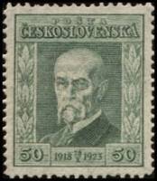 (1923-006) Марка Чехословакия "Т. Массарик (Зеленая)"    5-летие Республики II Θ