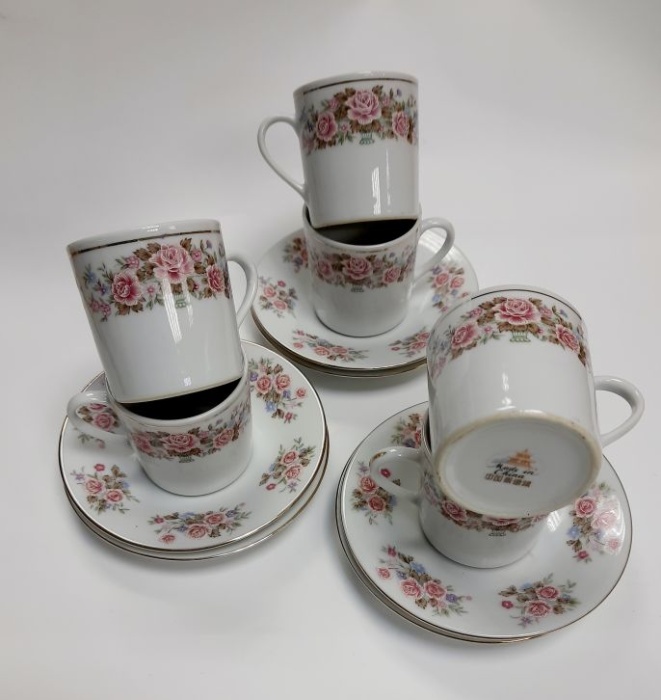 Оригинальный кофейный набор, 12 предметов, фарфор, позолота, Китай