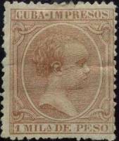 (№71) Марка Куба 1890 год "Альфонса ХІІІ", Гашеная
