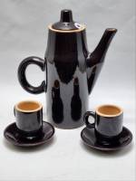 Кофейник и 2 чашки с блюдцами керамика