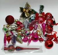 Набор елочных украшений, 39 шт., стекло, пластик , СССР (сост. на фото)