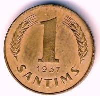 () Монета Латвия 1937 год 1  ""   Алюминиево-Никелево-Бронзовый сплав (Al-Ni-Br)  UNC