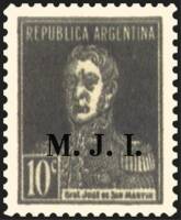 (№1931-290) Марка из набора Аргентина 1931 год "Joseacute Франциско ovpt де Martiacuten Сан 17781850