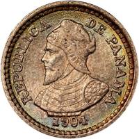  Монета Панама 1904 год 2     Биметалл (Серебро - Ниобиум)  UNC
