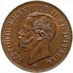 (№1861km2.1) Монета Италия 1861 год 2 Centesimi (М)