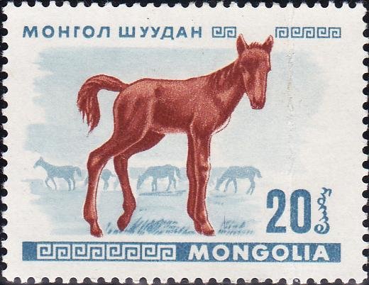 (1968-004) Марка Монголия "Жеребенок"    Молодые животные I &Theta;