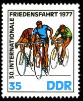 (1977-021) Марка Германия (ГДР) "Финиш"    Велогонки III Θ
