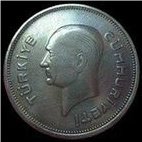 () Монета Турция 1937 год 1  ""   Биметалл (Серебро - Ниобиум)  AU