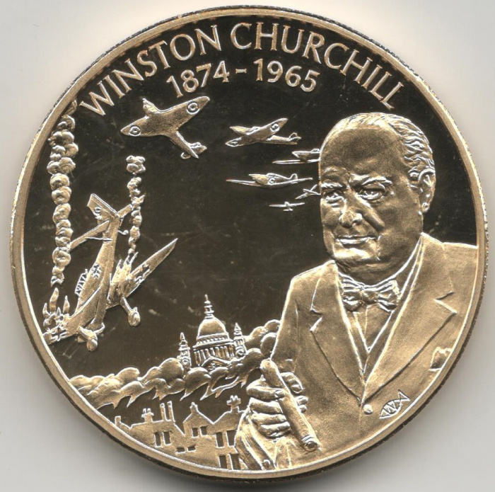 (2003) Монета Восточно-Карибские штаты 2003 год 2 доллара &quot;Уинстон Черчилль&quot;  Позолота Медь-Никель  