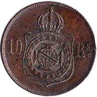 (№1868km473) Монета Бразилия 1868 год 10 Reacute;is