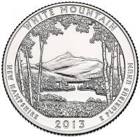 016s Монета США 2013 год 25 центов Белые горы  Медь-Никель  UNC