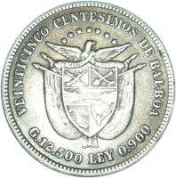  Монета Панама 1904 год 25     Биметалл (Серебро - Ниобиум)  UNC