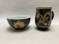 Чашка и пиала фарфор с рисунком