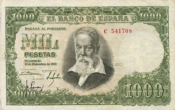  Банкнота Испания 1951 год 1 000     UNC