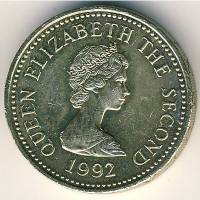 (№1992km87) Монета Джерси 1992 год 1 Pound (2-й портрет)