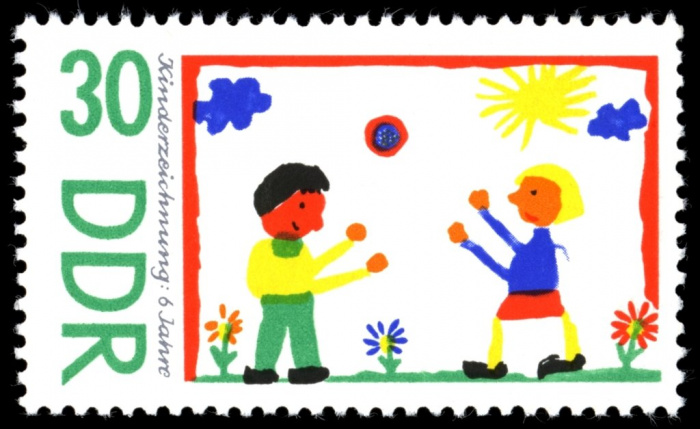(1967-041) Марка Германия (ГДР) &quot;Играющие дети&quot;    День защиты детей II Θ