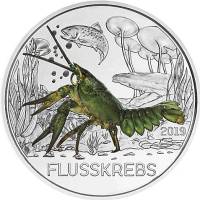 (011) Монета Австрия 2019 год 3 евро "Рак"  Цветная Медь-Никель  UNC