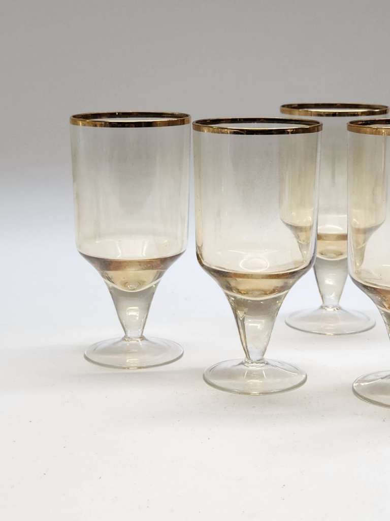 Бокалы 6 штук цветной хрусталь позолота СССР