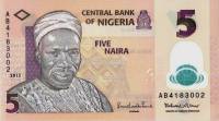 (2013) Банкнота Нигерия 2013 год 5 найра "Абубакар Тафава Балева" Пластик  UNC