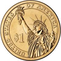 (33p) Монета США 2015 год 1 доллар "Гарри Трумен"  Вариант №2 Латунь  COLOR. Цветная