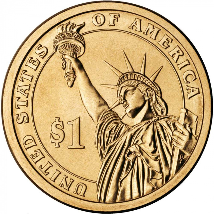 (33p) Монета США 2015 год 1 доллар &quot;Гарри Трумен&quot;  Вариант №2 Латунь  COLOR. Цветная