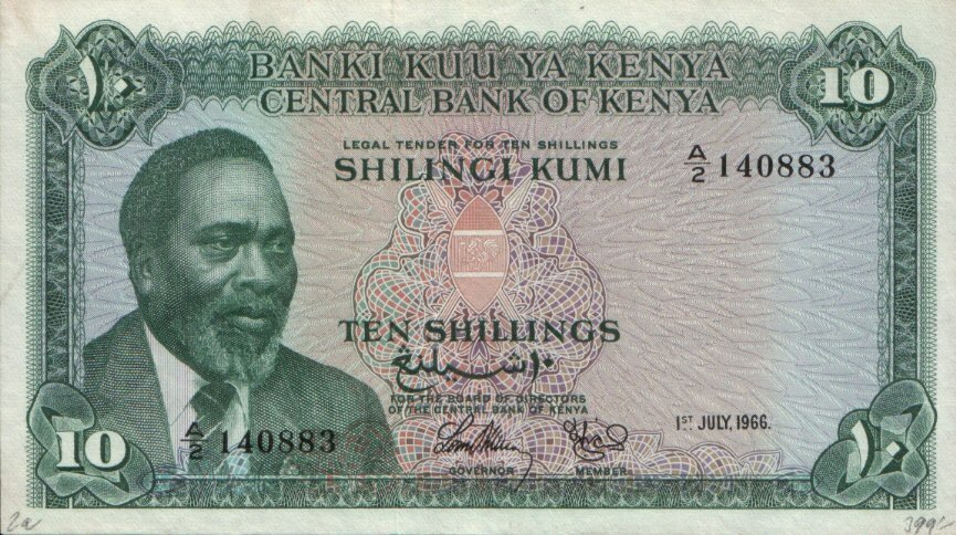 (№1966P-2a) Банкнота Кения 1966 год &quot;10 Shillings&quot;
