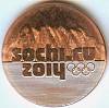 2014 Монета Россия 2014 год 25 рублей Сочи 2014. Эмблема игр  Бронза  UNC