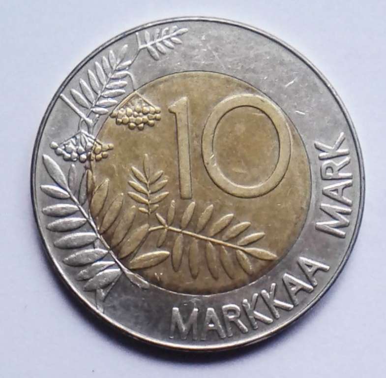 (1993) Монета Финляндия 1993 год 10 марок &quot;Глухарь&quot;  Биметалл  XF