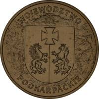 (070) Монета Польша 2004 год 2 злотых "Воеводство Подкарпатское"  Латунь  UNC