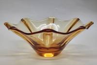 Ваза конфетница цветное карамельное стекло гутная техника СССР Чехословакия винтаж