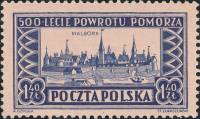(1954-042) Марка Польша "Мальборк"   500-летие возвращения Поморья II Θ