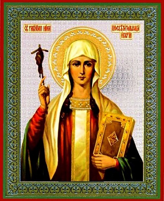 Икона &quot;Святая Нина&quot;, дерево, полиграфия (сост. на фото)