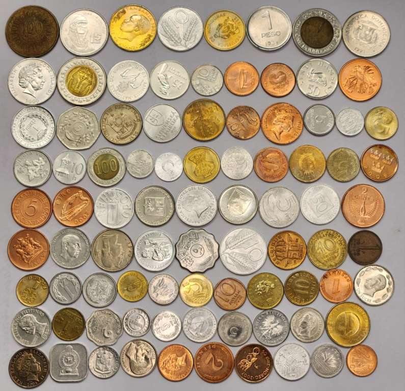 Набор иностранных монет 87 штук