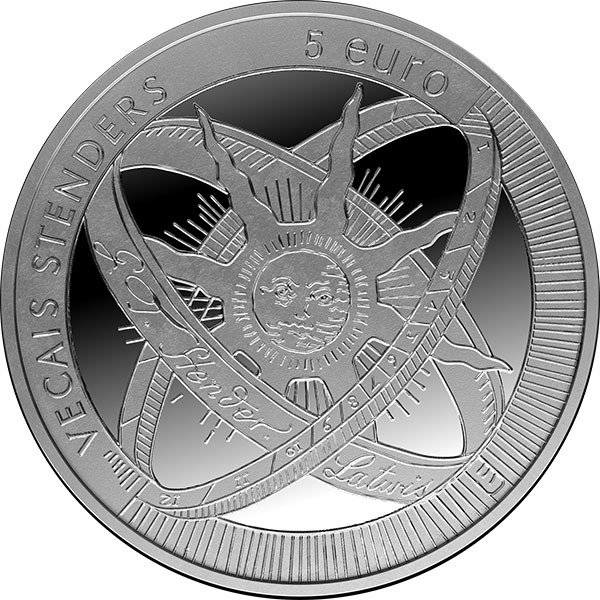 (2014) Монета Латвия 2014 год 5 евро &quot;Г.Ф. Стендер. 300 лет со дня рождения&quot;  Серебро Ag 925  PROOF