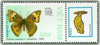(1989-003a) Марка + купон Вьетнам "Вест-Индский Бакай"  Без перфорации  Бабочки III Θ