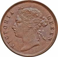 () Монета Стрейтс Сетлментс («Поселения у пролива»)  1887 год 1  ""   Бронза  UNC
