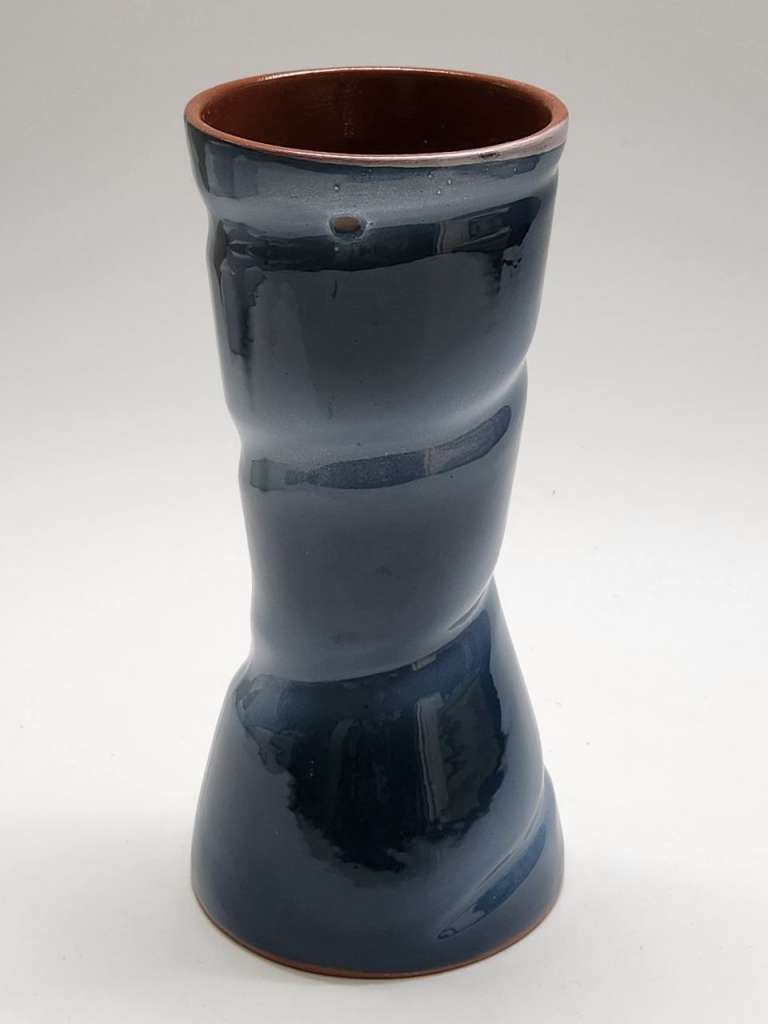 Ваза обливная керамика высота 30 см СССР винтаж синяя голубая