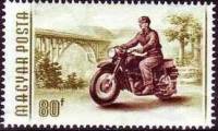 (1955-048) Марка Венгрия "Мотоциклист"    Транспорт на экспорт II Θ
