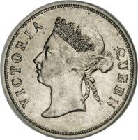 () Монета Стрейтс Сетлментс («Поселения у пролива»)  1886 год 500  ""   Биметалл (Серебро - Ниобиум)
